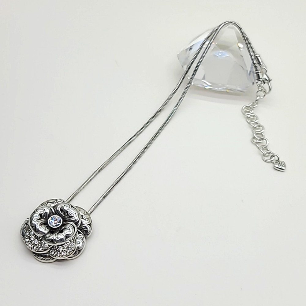 Brighton "SERENE ROSE" Multi-Layered Flower Pend w Swarovski Crystals & Scrolls! - Picture 3 of 13